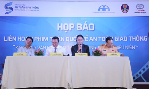 Đại diện đơn vị tổ chức trong buổi Họp báo giới thiệu LHP toàn quốc về ATGT diễn ra hồi đầu tháng 8 vừa qua