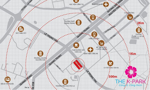 Kiot thương mại The K – Park ở vị trí trung tâm, thuận tiện cho việc phát triển kinh doanh buôn bán