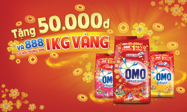 Mua OMO, có 888 cơ hội trúng 1kg vàng hoặc 1 triệu đồng