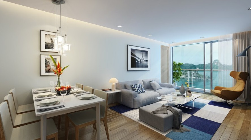 Các căn hộ đều được trang bị full nội thất cao cấp và có hướng nhìn ra vịnh Hạ Long.