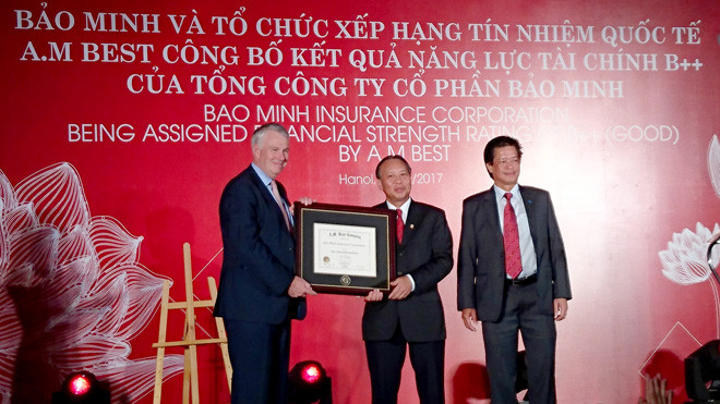 Bảo hiểm Bảo Minh được A.M.Best trao chứng nhận xếp hạng B++.