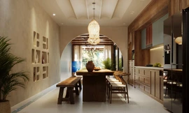 Nhà phố 4 tầng đưa phòng khách và bếp ăn lên tầng cao để tạo sự thoải mái 