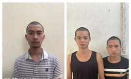 Các đối tượng (từ trái qua phải): Mông Văn Thuyên, Nông Ngọc Ánh, Hoàng Văn Khoan. Ảnh: Công an xã Mậu A.