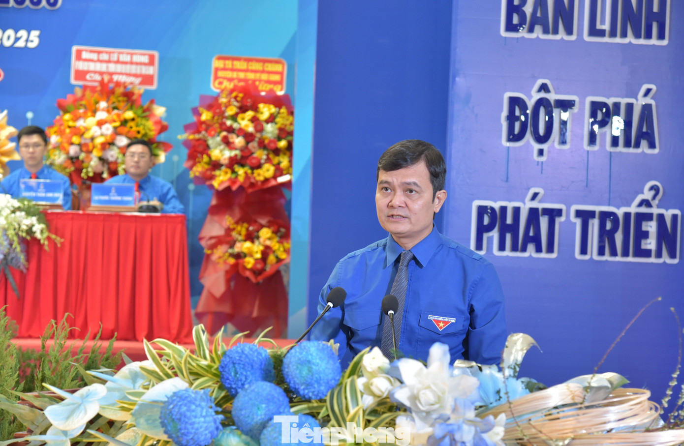 Anh Bùi Quang Huy - Bí thư thứ nhất Trung ương Đoàn phát biểu tại Đại hội. Ảnh: Hòa Hội tp-11.jpg