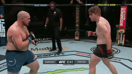 Loạt ra đòn giúp Chris Daukaus hạ đo ván Parker Porter.