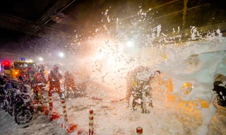 Gay cấn màn diễn tập chữa cháy trong hầm vượt sông Sài Gòn