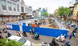Trên công trường thi công bể nước ngầm chống ngập ở trung tâm Hà Nội