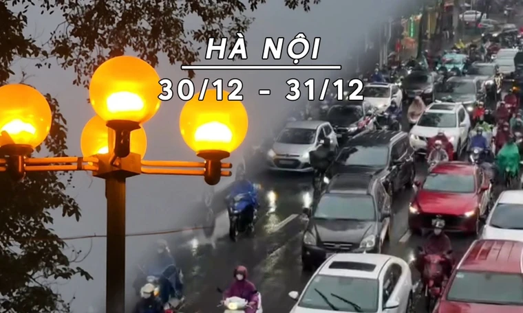 Ngày cuối năm Hà Nội mưa rải rác, trời rét