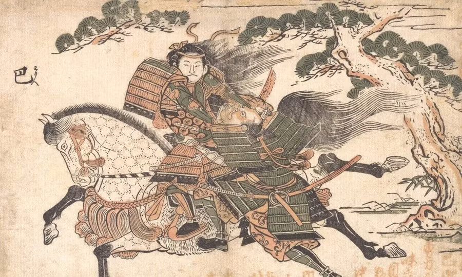 Hình ảnh từ năm 1750 cho thấy Tomoe Gozen, một nữ samurai sống vào thế kỷ 12, đang giết chết kẻ thù. Nguồn: Heritage Image.