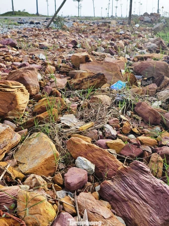 Sau mưa lũ, phát lộ bãi ‘đá lạ’ tại dự án đường gần 195 tỷ ở Huế