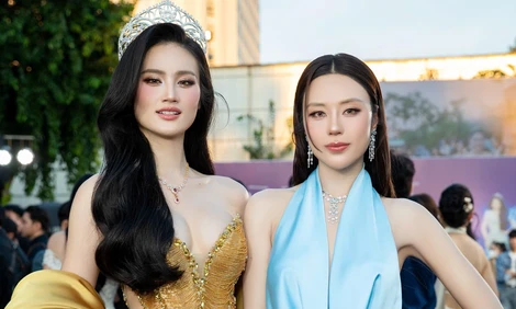 Hoa hậu mặc xuyên thấu đổ bộ thảm xanh