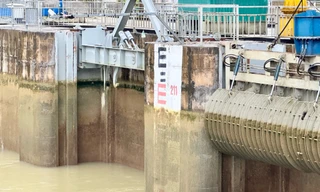 Mực nước tại nhà máy Thủy điện Bình Long (xã Hòa An, tỉnh Cao Bằng)