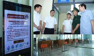 Bộ Y tế kiểm tra công tác phòng chống dịch bệnh tại cửa khẩu quốc tế Hữu Nghị. Ảnh: SKĐS