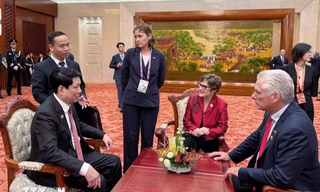 Chủ tịch nước gặp lãnh đạo các nước tại Lễ kỷ niệm chiến thắng phátxít