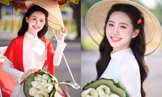 Nữ sinh Học viện Ngân hàng rạng rỡ trong tà áo dài mừng Tết Độc lập