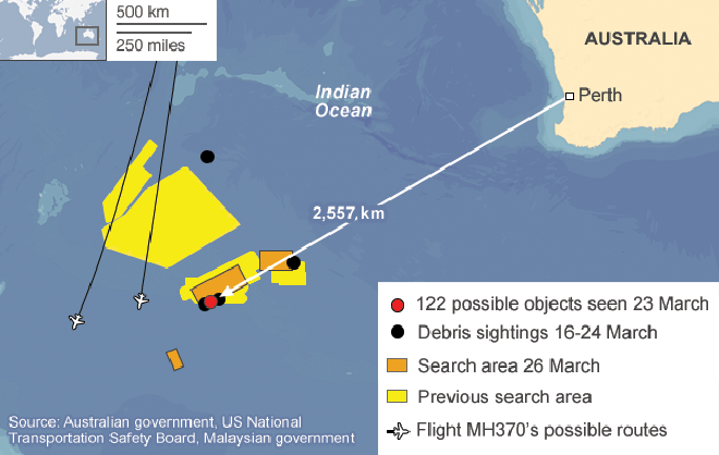 Nhóm 122 vật thể được vệ tinh Pháp phát hiện hôm 23/3