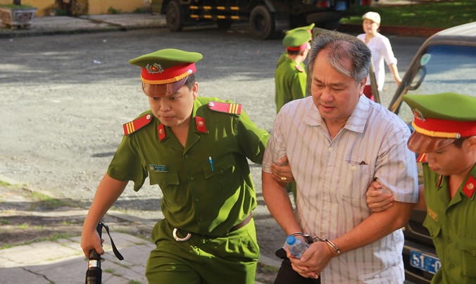 Bị cáo Phạm Công Danh đến tòa sáng nay. Ảnh: Tân Châu.