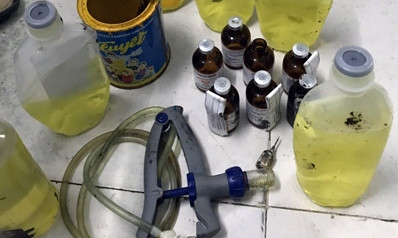 Thuốc an thần tiêm cho heo tại cơ sở giết mổ Xuyên Á. Ảnh: Thú y TP HCM.