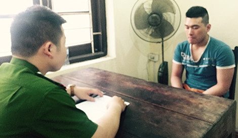 Đối tượng Mai Trung Kiên tại cơ quan Công an