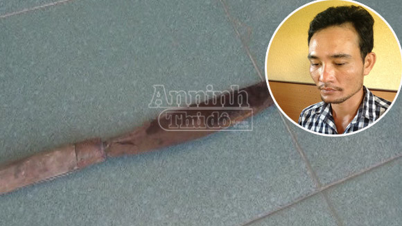 Đối tượng Phạm Tấn Lâm và hung khí gây án 