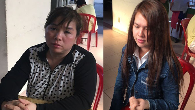 Nghi can Nguyễn Thị Thanh Hương và Nguyễn Diệu Hiền (phải). Ảnh CA cung cấp.