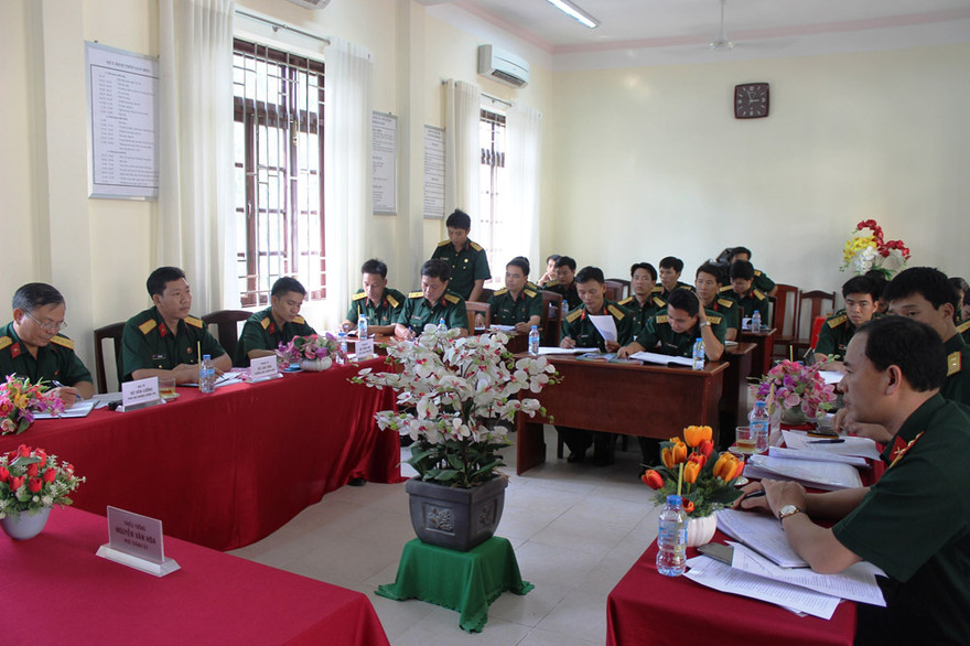 Hội nghị giao ban công tác Đoàn và phong trào thanh niên ở Trường Sĩ quan Lục quân 2, chiều 31/3. Ảnh: Nguyễn Minh.