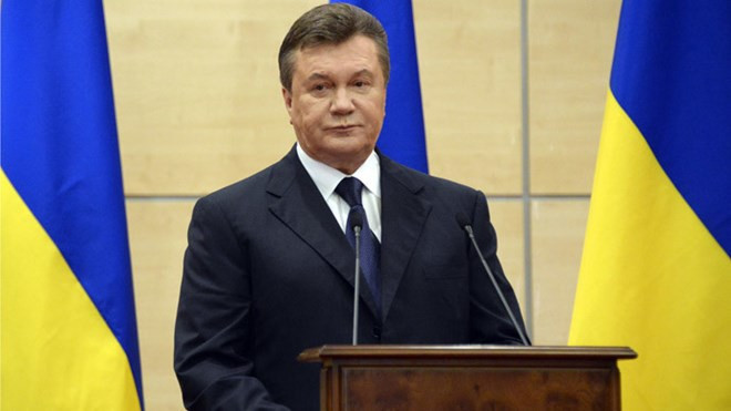 Ông Viktor Yanukovych tại buổi họp báo diễn ra chiều nay, 11/3 