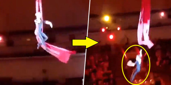 Khán giả la hét khi nữ nghệ sĩ xiếc ngã từ độ cao 4,5m