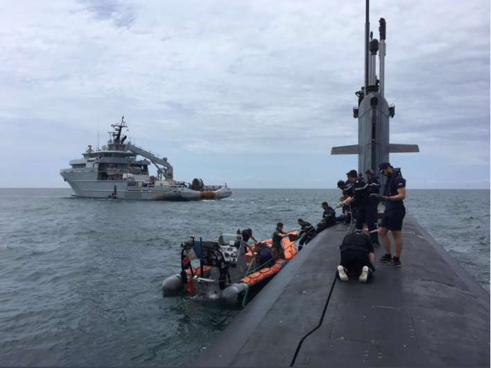 Tàu ngầm hạt nhân Pháp thưc hiện một chuyến đi đến Biển Đông gần đây. (Ảnh: Twitter)