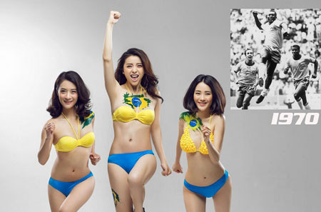 Người đẹp châu Á nóng bỏng tái hiện lịch sử World Cup