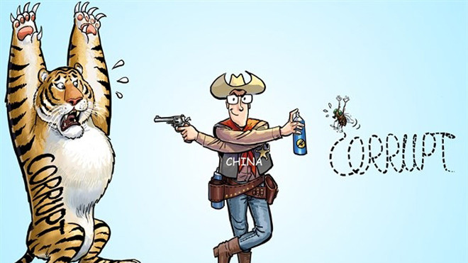 Trung Quốc tăng cường “đả hổ, diệt ruồi”. Ảnh: China daily