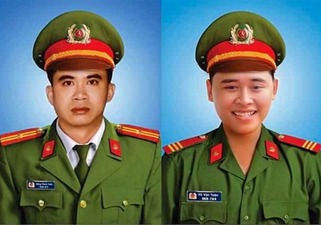 Hai cảnh sát hy sinh trong lúc làm nhiệm vụ. Ảnh: Công an Đà Nẵng