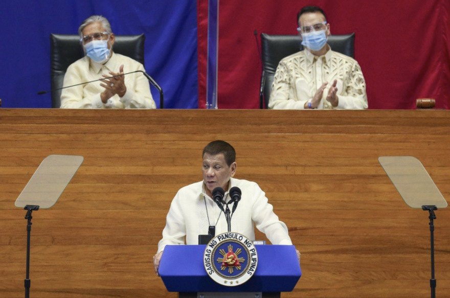 Ông Duterte có bài phát biểu về chính sách quốc gia ngày 27/7. (Ảnh: AP)