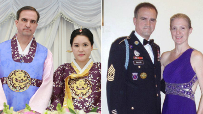 Fuller trong đám cưới cùng với Lee (ảnh trái) và trong ảnh chụp cùng người vợ đầu (ảnh phải). Ảnh: The Post.