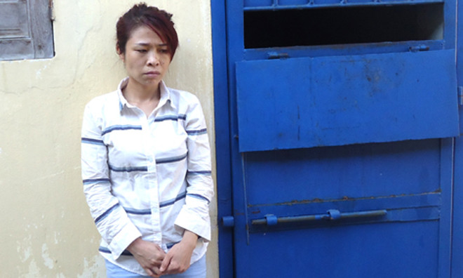 Đối tượng Lê Thị Sen tại buồng tạm giam.