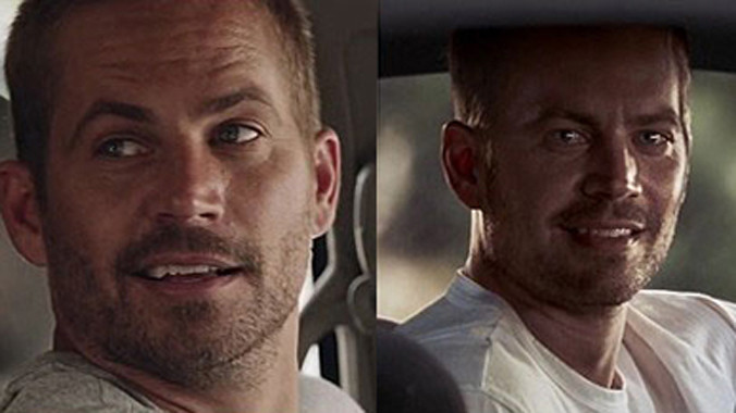 Paul Walker thật (trái) và hình ảnh tái tạo Paul Walker từ công nghệ vi tính CGI (phải).