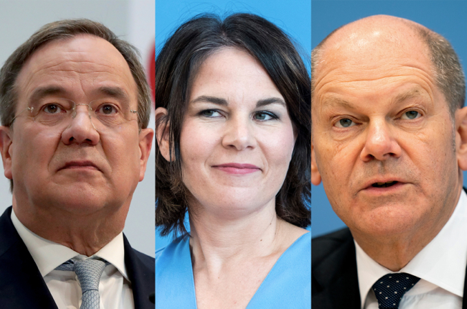 (Từ trái sang) các ứng viên Armin Laschet (CDU), Annalena Baerbock (đảng Xanh), Olaf Scholz (Dân chủ xã hội). (Ảnh: AP) 