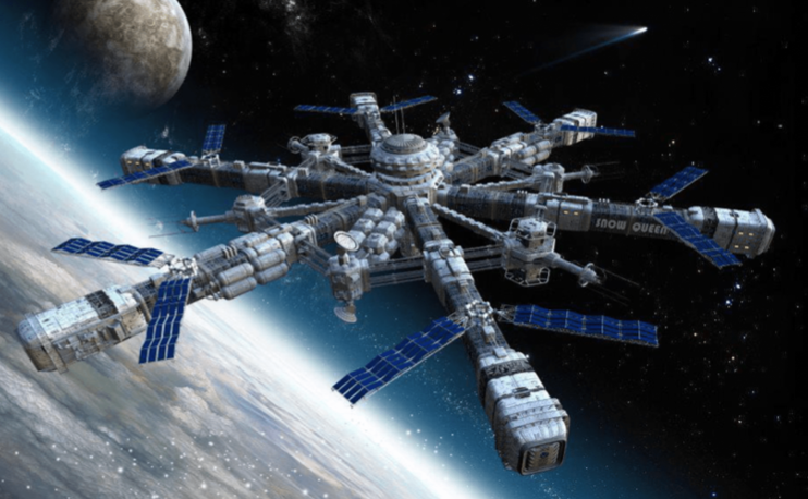 Phác họa của một nghệ sĩ về hình dáng con tàu vũ trụ khổng lồ của Trung Quốc trong tương lai