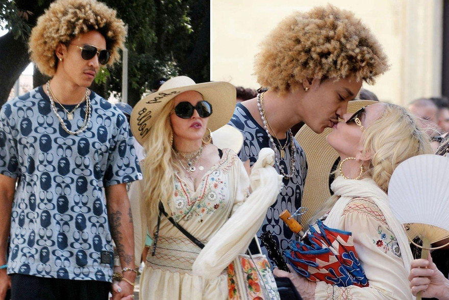 Madonna hôn tình trẻ kém 36 tuổi giữa phố đông người