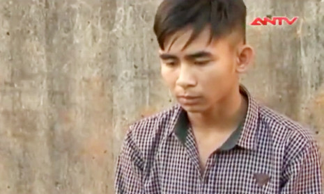 Đối tượng Lê Tuấn Anh tại cơ quan công an