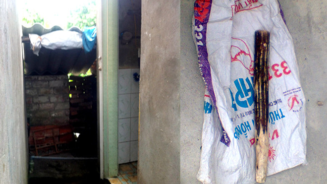 Khu vực phát hiện xác nạn nhân và hung khí vụ án