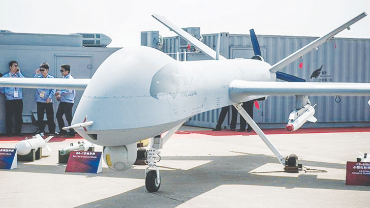  Máy bay không người lái Wing Loong của Trung Quốc trông giống mẫu máy bay không người lái MQ-9 Reaper của Mỹ. Ảnh: Wired