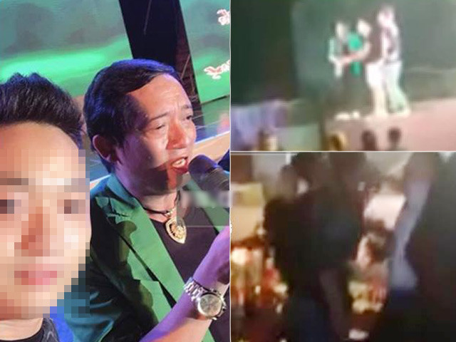 Hình ảnh danh hài Chiến Thắng trong buổi biểu diễn ở hội chợ tại Hà Giang.