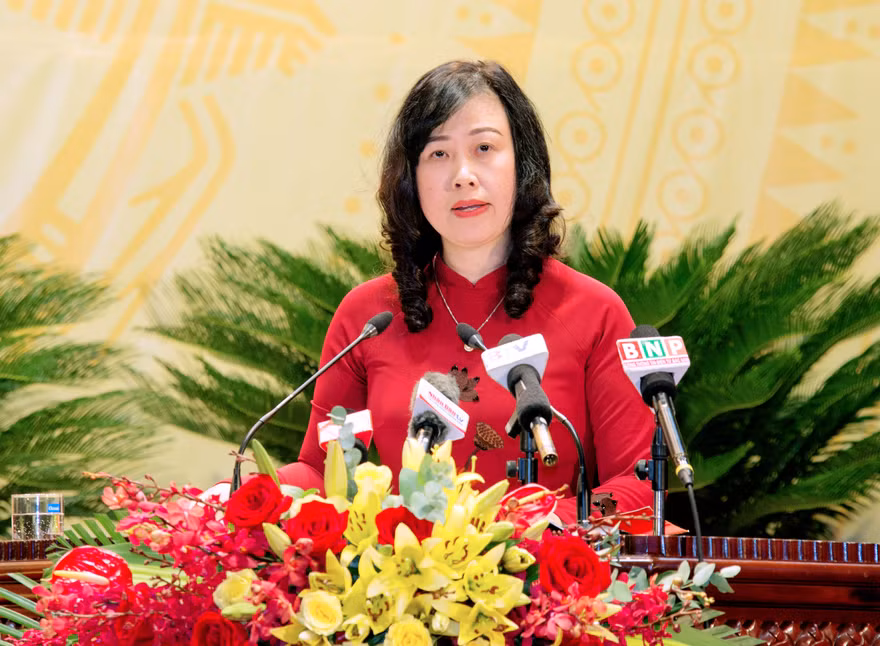 Bà Đào Hồng Lan, Phó Bí thư Thường trực Tỉnh ủy Bắc Ninh khóa XIX được giới thiệu để bầu làm Bí thư Tỉnh ủy Bắc Ninh nhiệm kỳ XX. Ảnh: Nguyễn Thắng