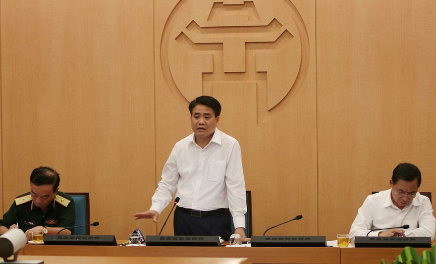 Chủ tịch UBND thành phố Hà Nội Nguyễn Đức Chung phát biểu tại cuộc họp