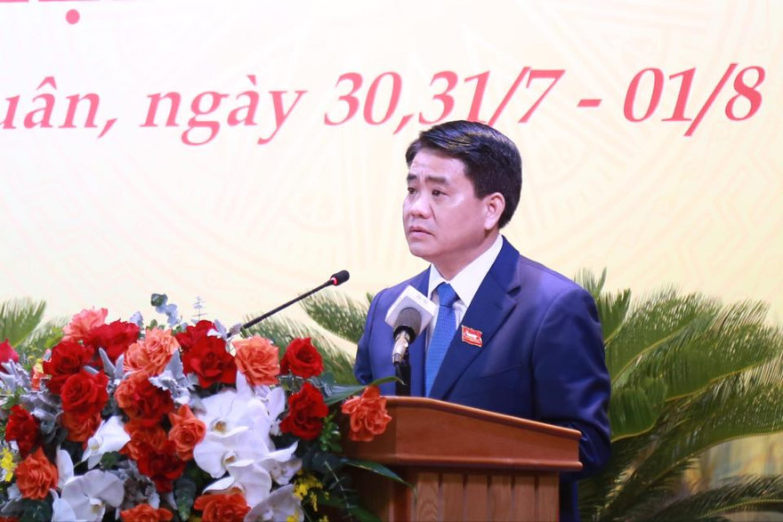 Chủ tịch UBND thành phố Hà Nội Nguyễn Đức Chung phát biểu tại ĐH