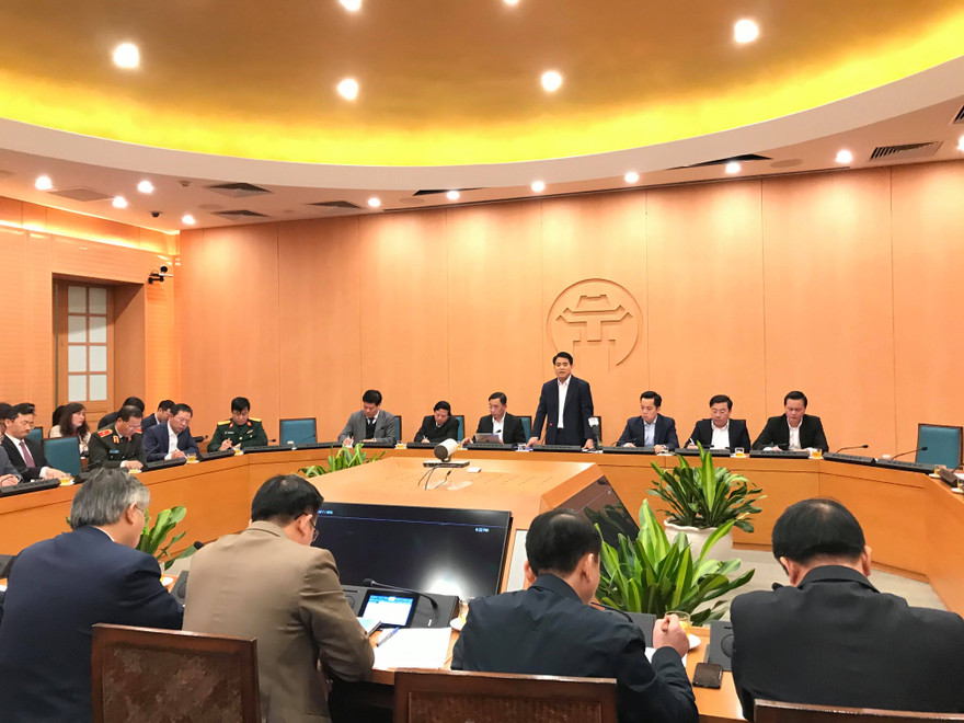 Chủ tịch Hà Nội Nguyễn Đức Chung phát biểu tại cuộc họp