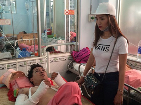 Kim Cương đến bệnh viện thăm Nguyễn Giàu vài ngày trước.