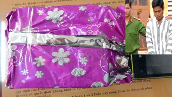 Đối tượng Trần Vũ Phong cùng tang vật bị thu giữ phục vụ công tác điều tra