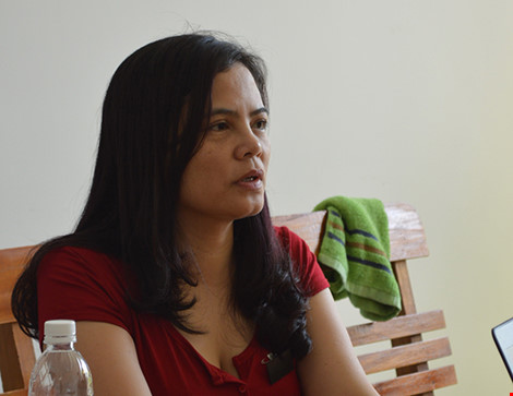 Bị can Hoàng Thị Ngọc Lan tại cơ quan điều tra. Ảnh: TK